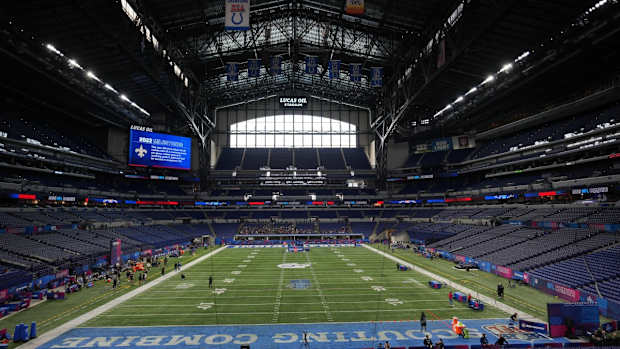 Mar 5, 2023; Indianapolis, IN, USA; A general overall view of the NFL Scouting Combine at Lucas Oil Stadium.